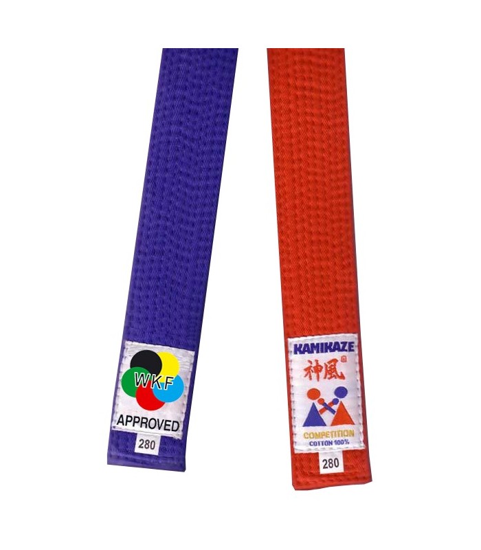 Pack red & blue competition belt, from Kamikaze, WKF
