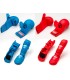 Pack KAMIKAZE gant rouge et bleue et Protèges tibia et pied combinés rouge et bleue (RFEK approved)