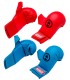 Pack KAMIKAZE Faustschutz rot und blau und Fuß und Schienbeinschützer rot und blau (RFEK approved)
