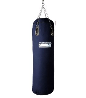 KAMIKAZE punching bag, blue canvas, 90 x 30 cm, chains included, not filled