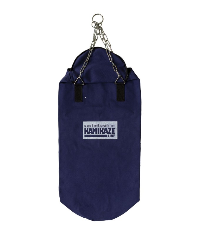 KAMIKAZE punching bag, blue canvas, 90 x 30 cm, chains included, not filled