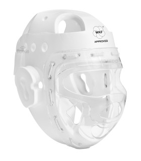 Head guard for children, official model World Karate Federation WKF Approved, white