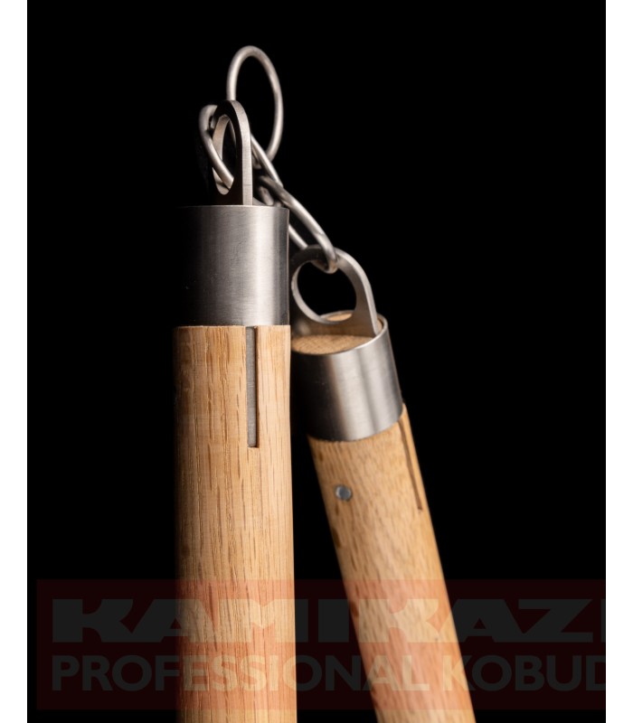 SANSETSUKON KAMIKAZE PROFESSIONAL KOBUDO, with stainless steel chain, hand-made, oak hard wood