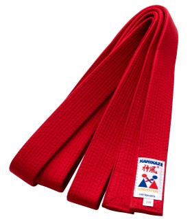 KAMIKAZE competition belt RED color cotton, WKF APPROVED