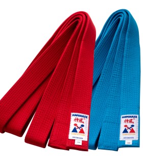 Pack cinturones competición rojo y azul Kamikaze - WKF