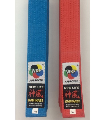 Cinto de competição Kamikaze Kata, algodão especial BST "New Life Premium" vermelho ou azul, aprovado pela WKF