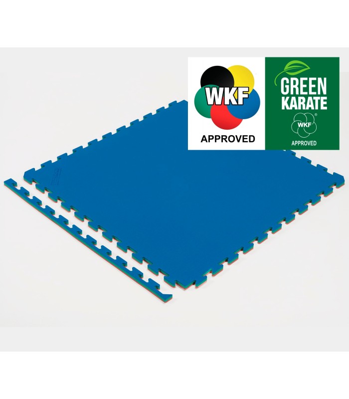 Tatami Karate Green homologué WKF, type puzzle 100 x 100 x 2 cm, ROUGE-BLEU, réversible