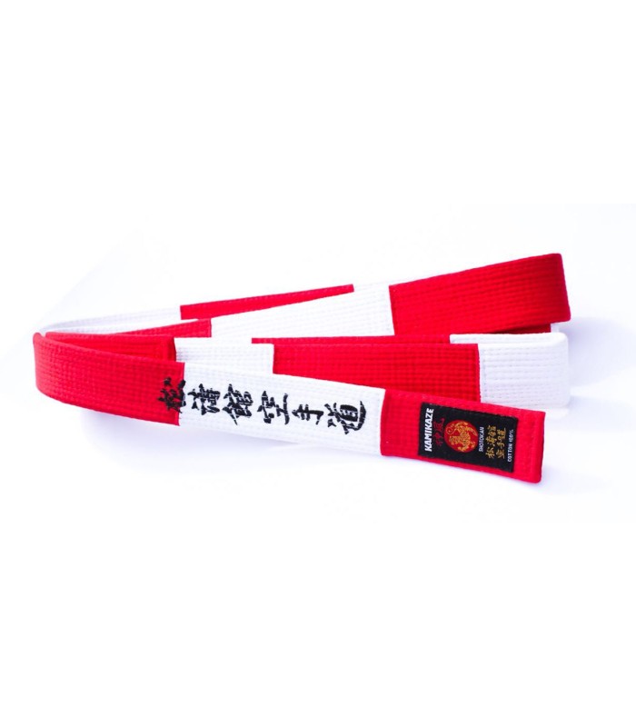 RED & WHITE SPECIAL THICK COTTON BELT KAMIKAZE for 6th Dan