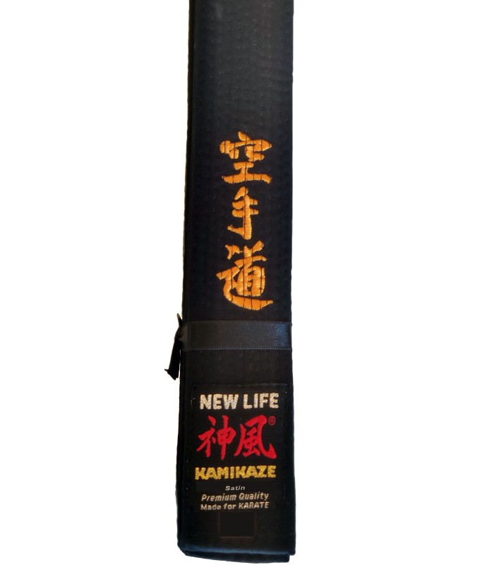 Ceinture Noire KAMIKAZE soie-satin qualité Premium EXTRA GROSSE