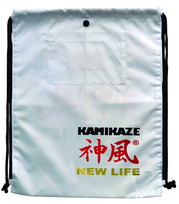 BOLSA-MOCHILA DE GIMNASIO GYM BAG KAMIKAZE NEW LIFE 47 x 35 cm, negra o blanca