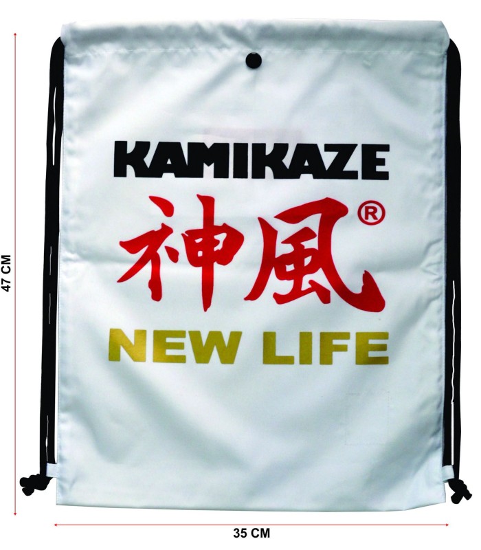 BOLSA-MOCHILA DE GIMNASIO GYM BAG KAMIKAZE NEW LIFE 47 x 35 cm, negra o blanca