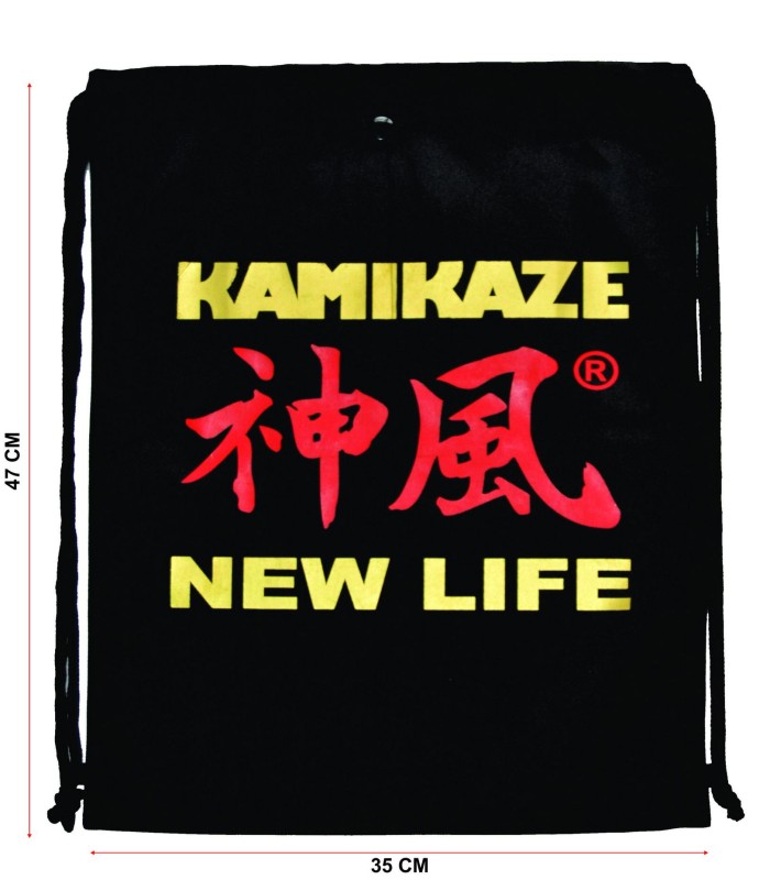 BOLSA-MOCHILA DE GIMNASIO GYM BAG KAMIKAZE NEW LIFE 47 x 35 cm, negra o blanca