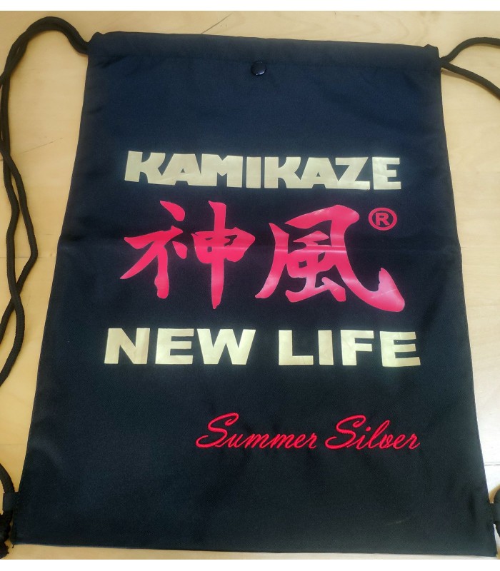 BOLSA-MOCHILA DE GIMNASIO GYM BAG KAMIKAZE NEW LIFE 47 x 35 cm, negra o blanca