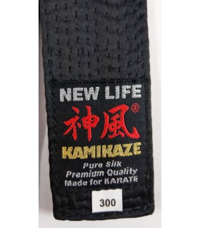 Ceinture noire KAMIKAZE SOIE NATURELLE NEW LIFE Premium EXTRA GROSSE BST, avec boîte