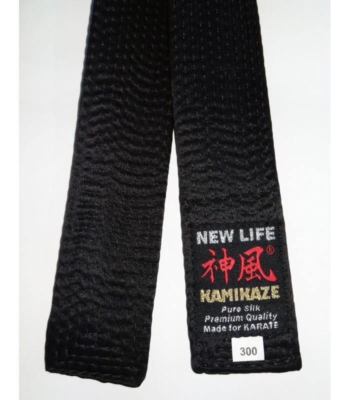 Ceinture noire KAMIKAZE SOIE NATURELLE NEW LIFE Premium EXTRA GROSSE BST, avec boîte