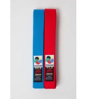 Pack of 2 Shureido belts, special thick for kata competition, red and blue