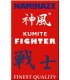 KAMIKAZE RED competition belt "KUMITE FIGHTER" SILK-SATIN, WKF APPROVED