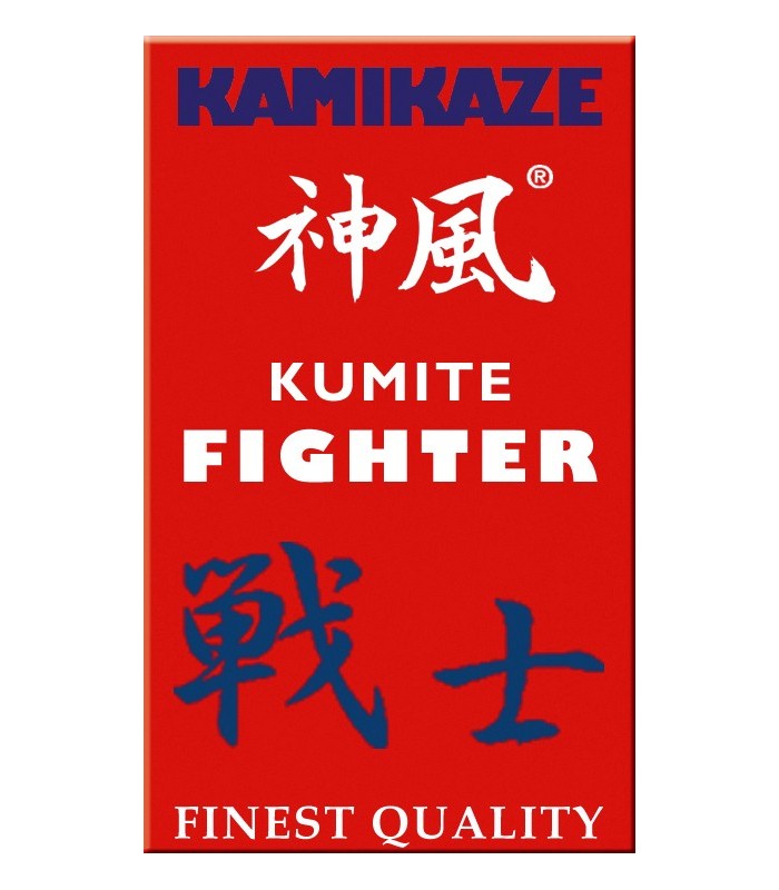 KAMIKAZE RED competition belt "KUMITE FIGHTER" SILK-SATIN, WKF APPROVED