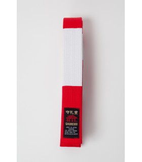 RED & WHITE SPECIAL THICK COTTON BELT SHUREIDO for 6th Dan,