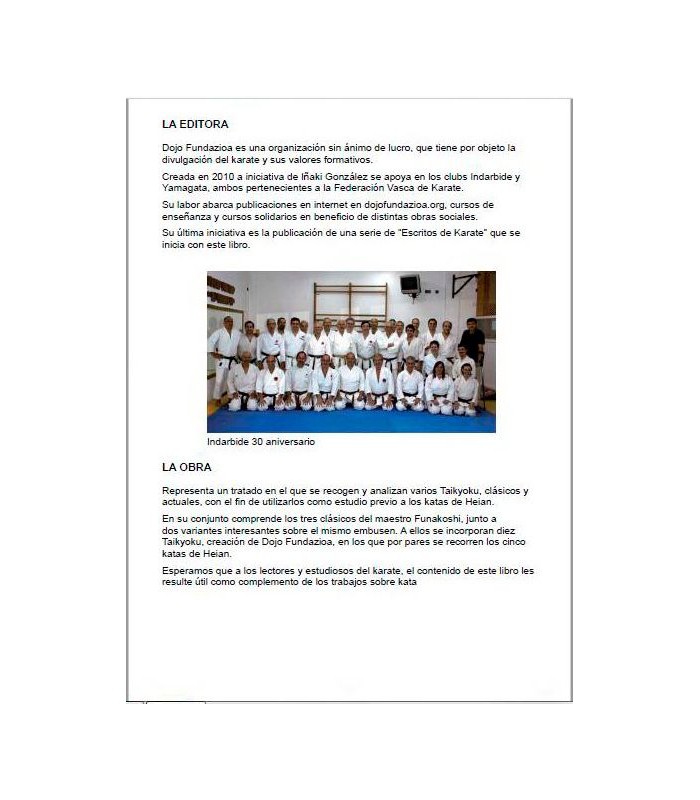 Libro dojo fundazioa ESCRITOS DE KARATE: TAIKYOKU, Félix Sáenz y colaboradores, español