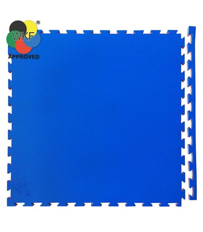 Tatami puzle especial Karate - Homologado WKF 100 x 100 x 2 cm, ROJO-AZUL, reversible