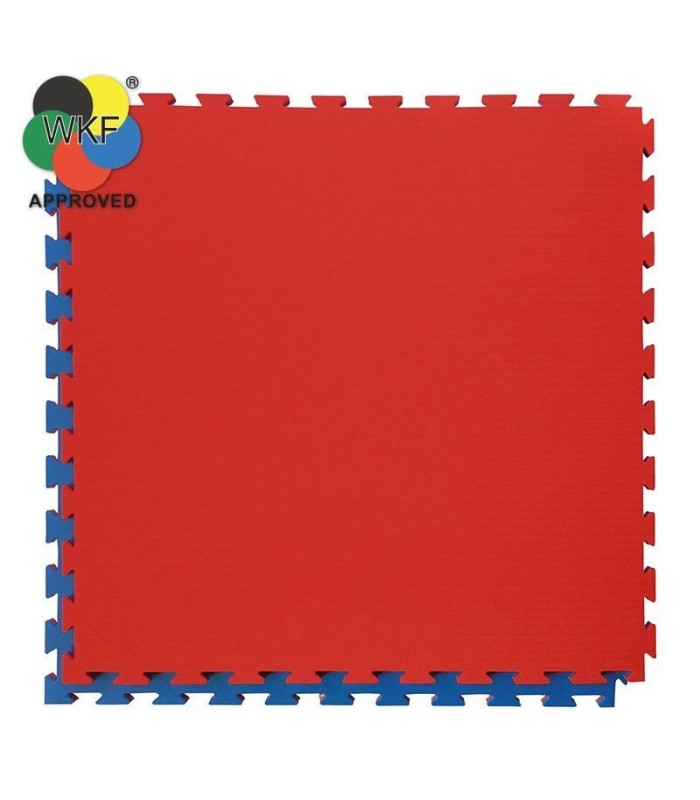 Tatami puzle especial Karate - Homologado WKF 100 x 100 x 2 cm, ROJO-AZUL, reversible