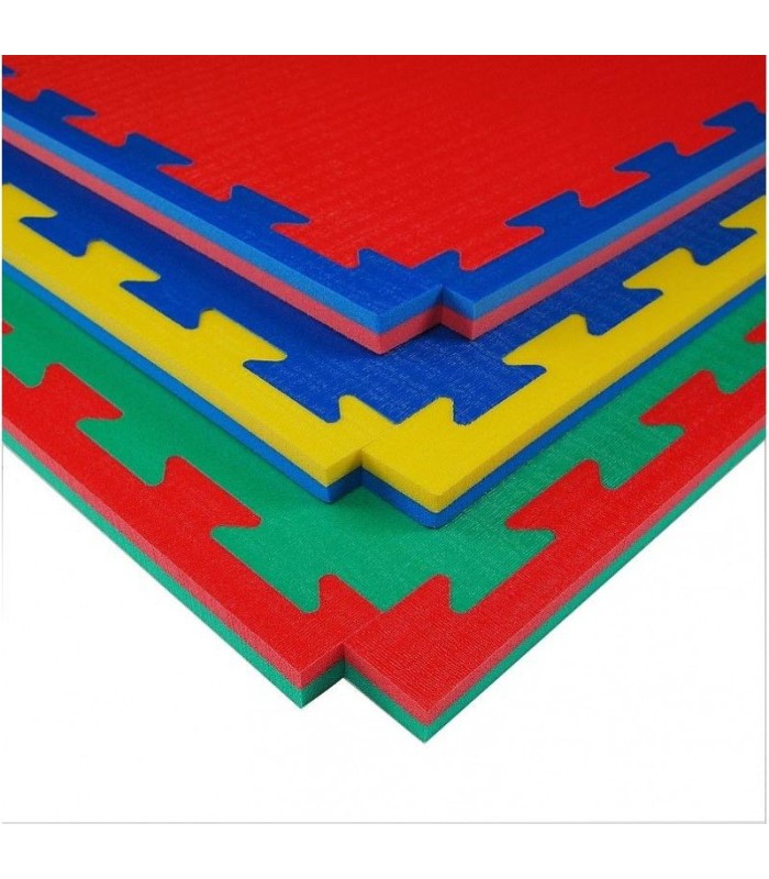 Tatami puzle especial Karate 100 x 100 x 2 cm, ROJO-AZUL, reversible